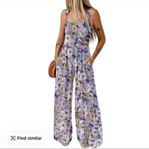 Chic Floral Jumpsuit in Blue and Purple